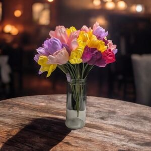 Ashland Faux Tulip Flower Bouquets New 19" Tall in Glass Jar